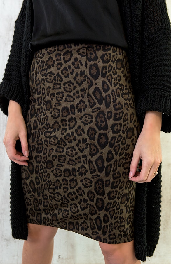 Leopard Suede Rok Legergroen – shoparchief, foto 4