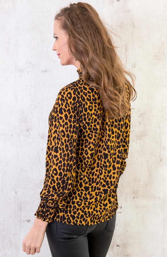 Leopard Col Blouse Oker – shoparchief, foto 5