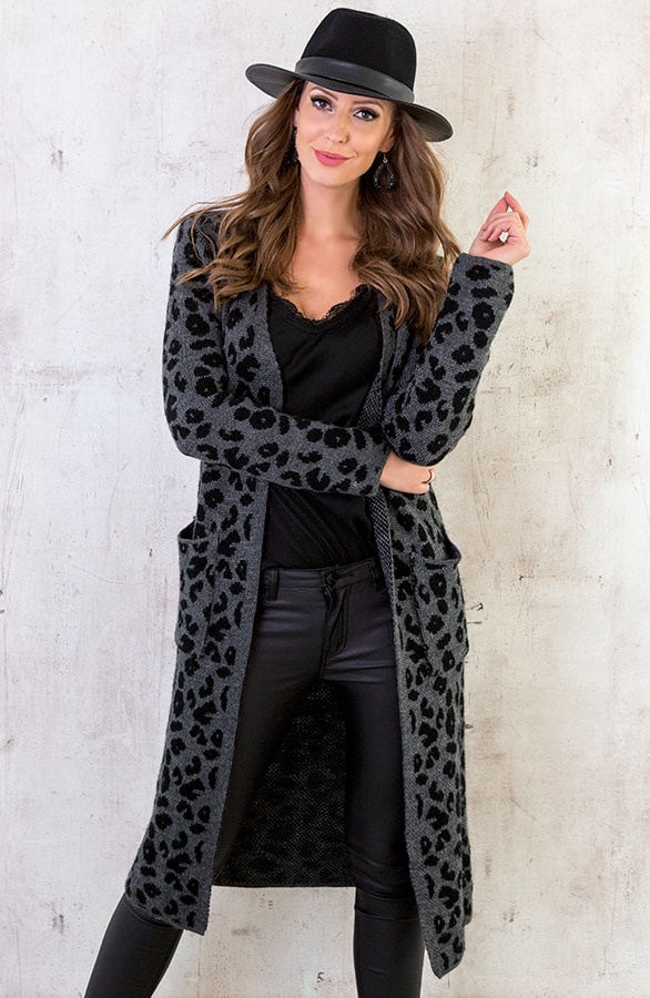Panterprint Vest Lang Grijs – shoparchief, foto 5