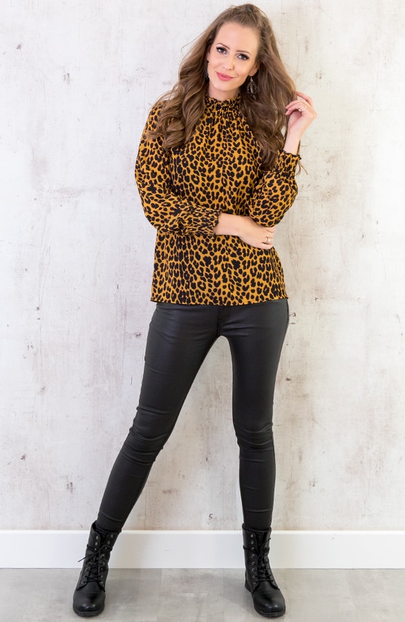 Leopard Col Blouse Oker – shoparchief, foto 7