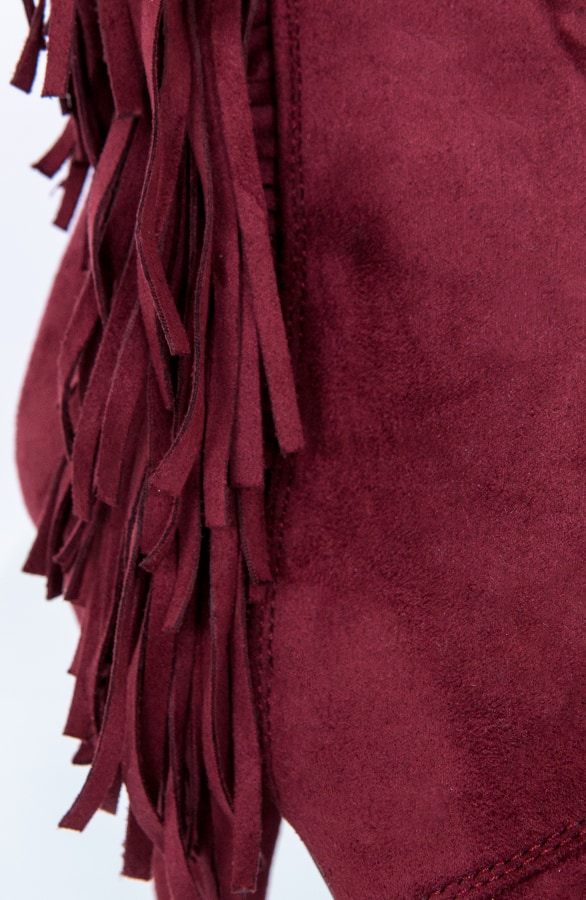 Suede Fringe Hakken Bordeaux – shoparchief, foto 5