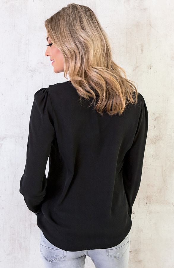 Ruches V Blouse Zwart – shoparchief, foto 6
