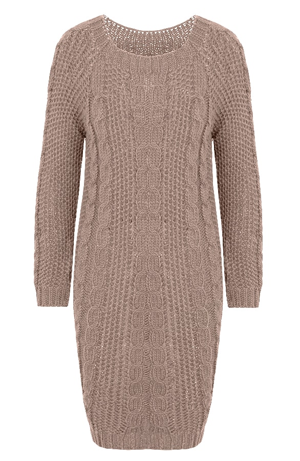 Gebreide Kabel Jurk Taupe – shoparchief