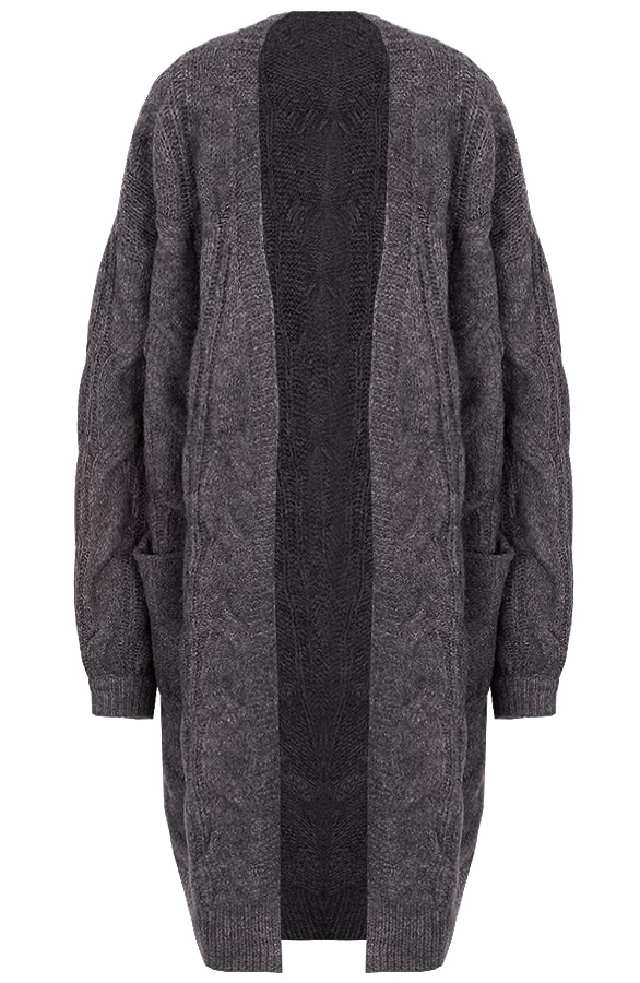 Oversized Kabel Vest Donkergrijs – shoparchief