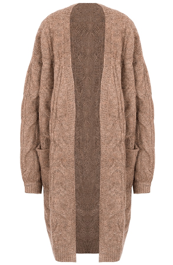 Oversized Kabel Vest Taupe – shoparchief