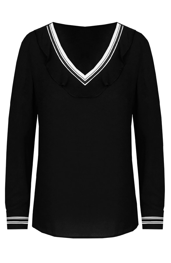 Ruches V Blouse Zwart – shoparchief
