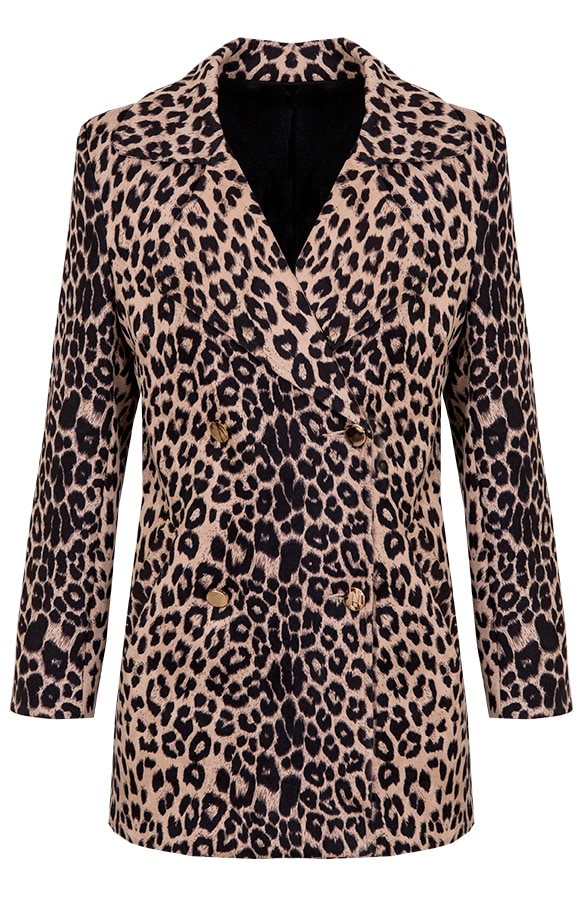 Suede Panterprint Blazer Taupe – shoparchief