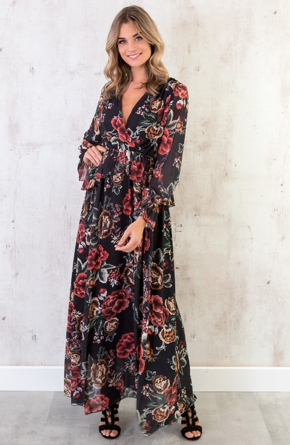 Luxury Bloemen Jurk Zwart – shoparchief, foto 2