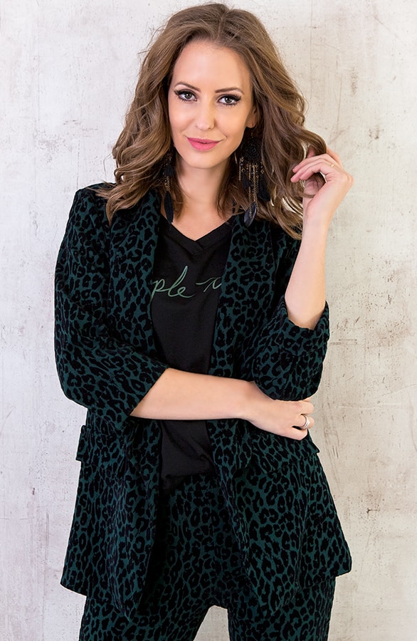 Fluwelen Panter Blazer Groen – shoparchief, foto 5