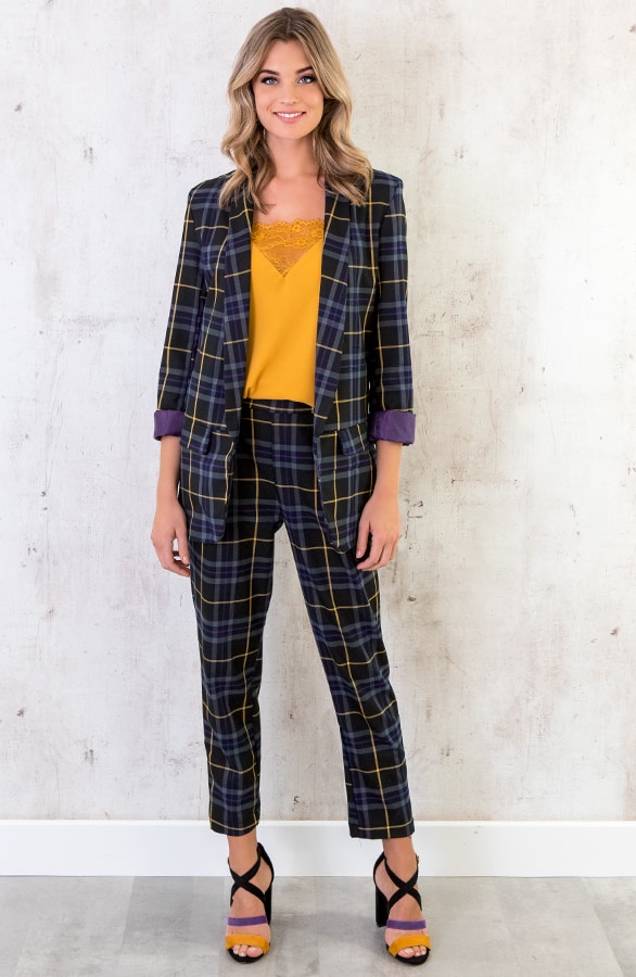Pantalon Geblokt Zwart Paars – shoparchief, foto 4
