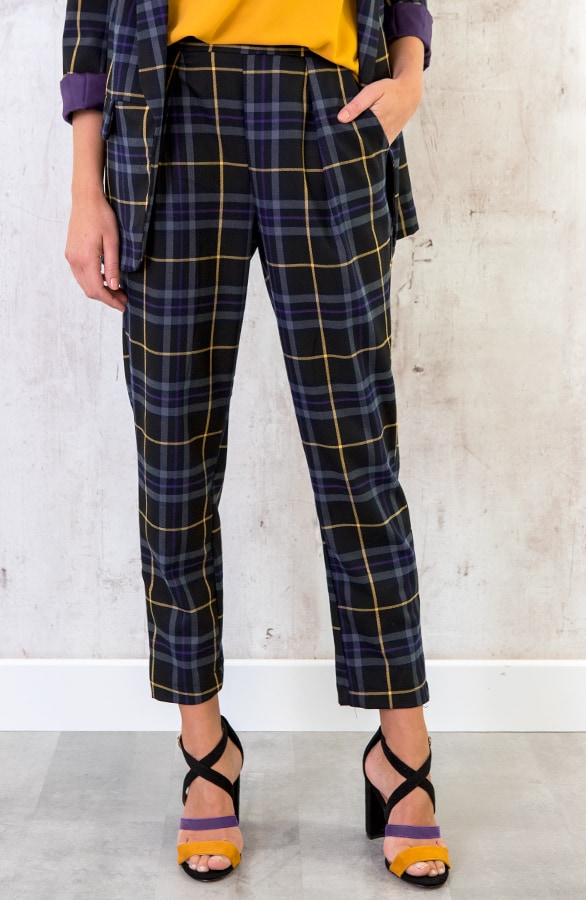 Pantalon Geblokt Zwart Paars – shoparchief