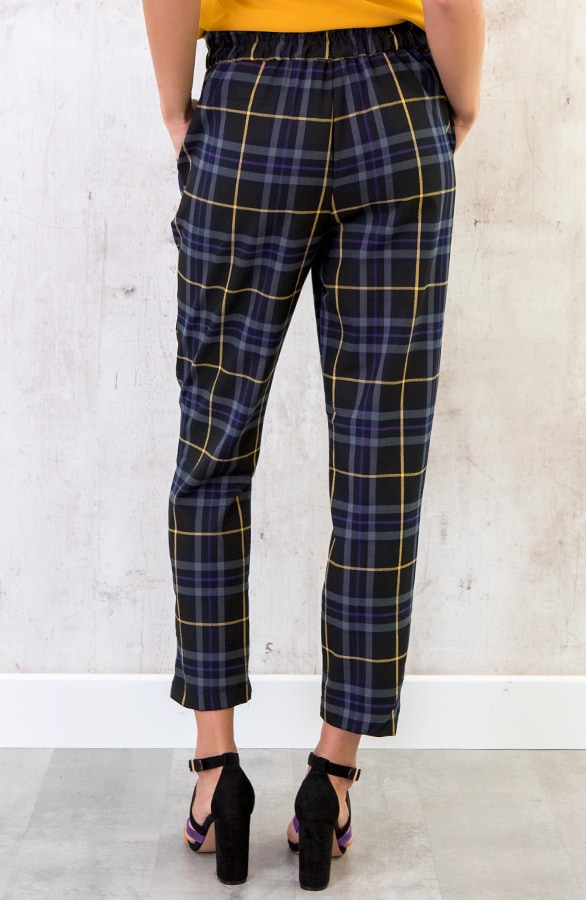 Pantalon Geblokt Zwart Paars – shoparchief, foto 3