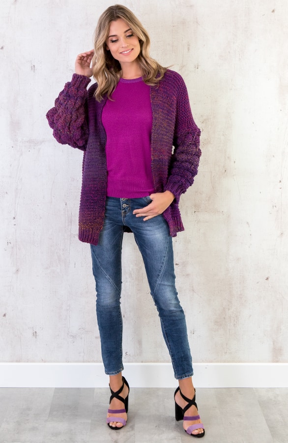 Gebreid Multicolor Vest Paars – shoparchief, foto 3
