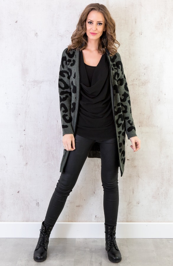 Gebreid Panter Vest Legergroen – shoparchief, foto 6