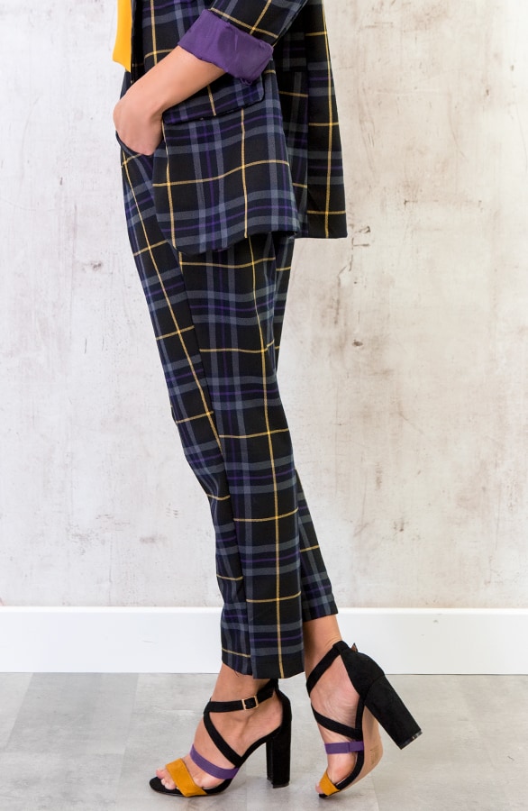 Pantalon Geblokt Zwart Paars – shoparchief, foto 2