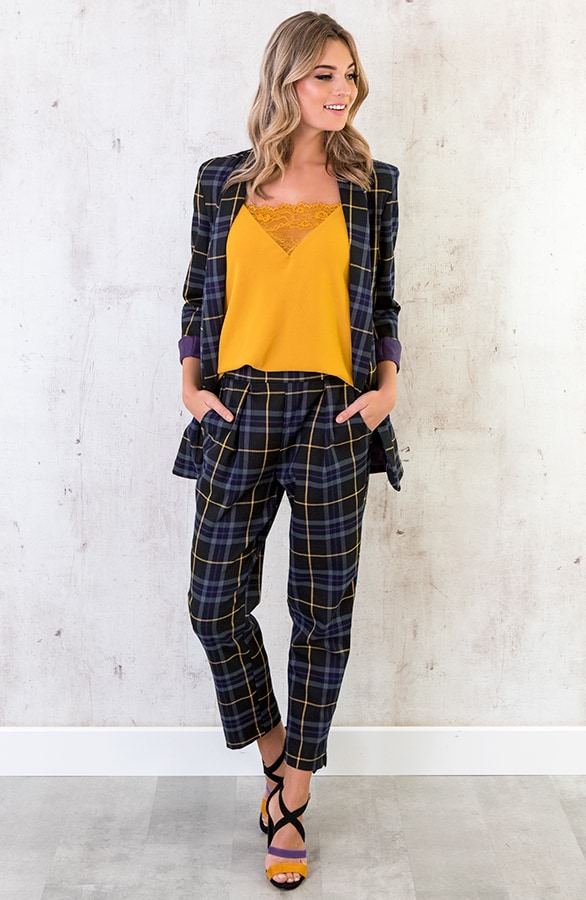 Pantalon Geblokt Zwart Paars – shoparchief, foto 5
