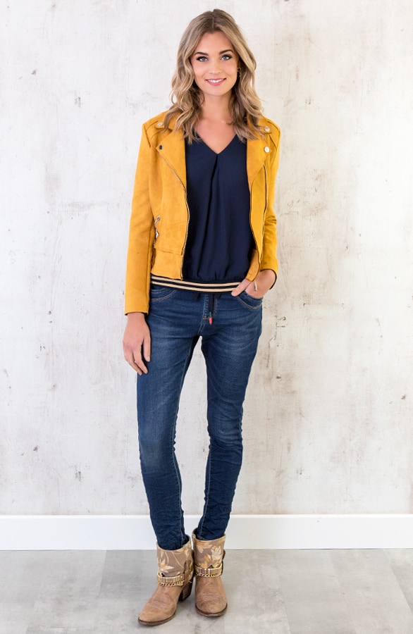 Biker Jacket Suede Okergeel – shoparchief, foto 4