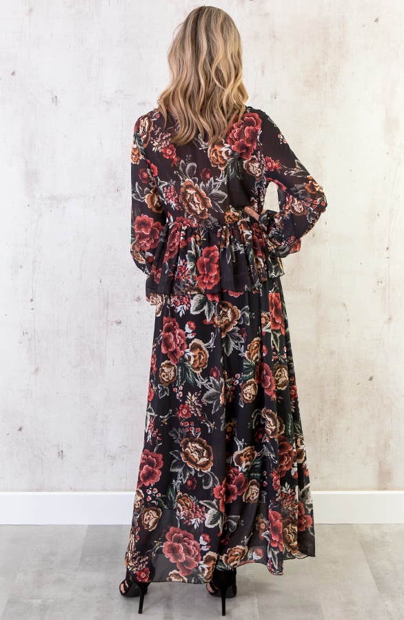 Luxury Bloemen Jurk Zwart – shoparchief, foto 5