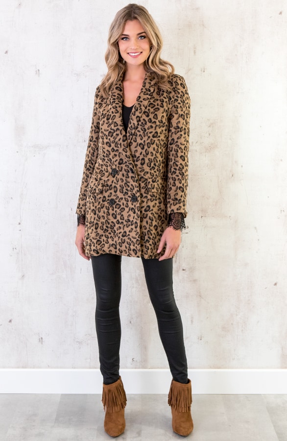 Leopard Coat Fur Bruin – shoparchief, foto 4