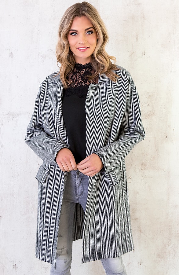 Stoffen Blazer Zigzag Zwart – shoparchief, foto 2
