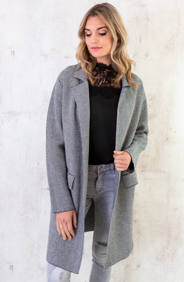 Stoffen Blazer Zigzag Zwart – shoparchief, foto 3