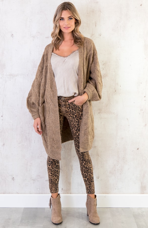 Oversized Kabel Vest Taupe – shoparchief, foto 4