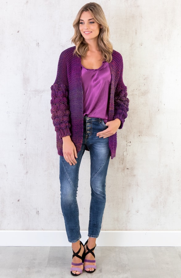 Gebreid Multicolor Vest Paars – shoparchief, foto 7