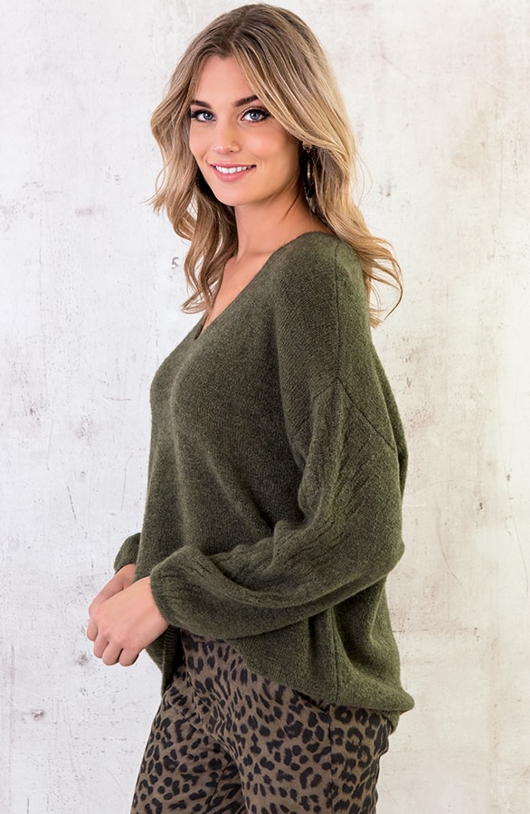 Soft V Trui Wanted Legergroen – shoparchief, foto 3