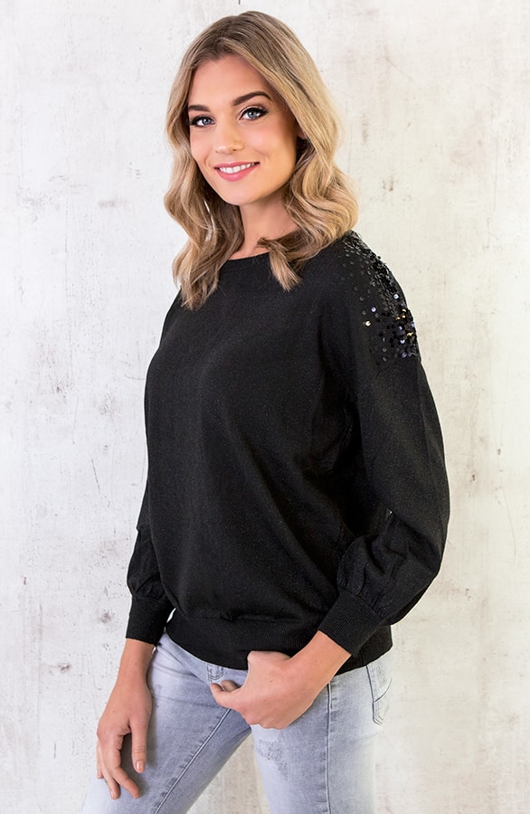 Pailletten Trui Metallic Zwart – shoparchief, foto 2
