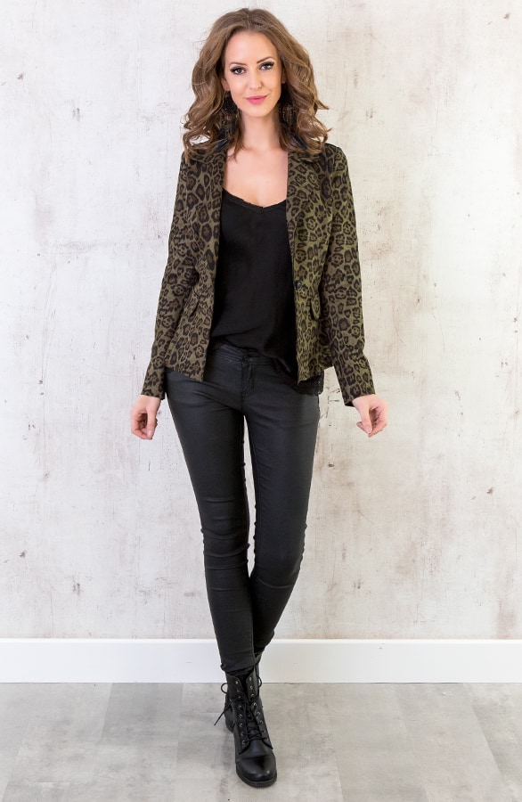 Suede Panter Blazer Legergroen – shoparchief, foto 4
