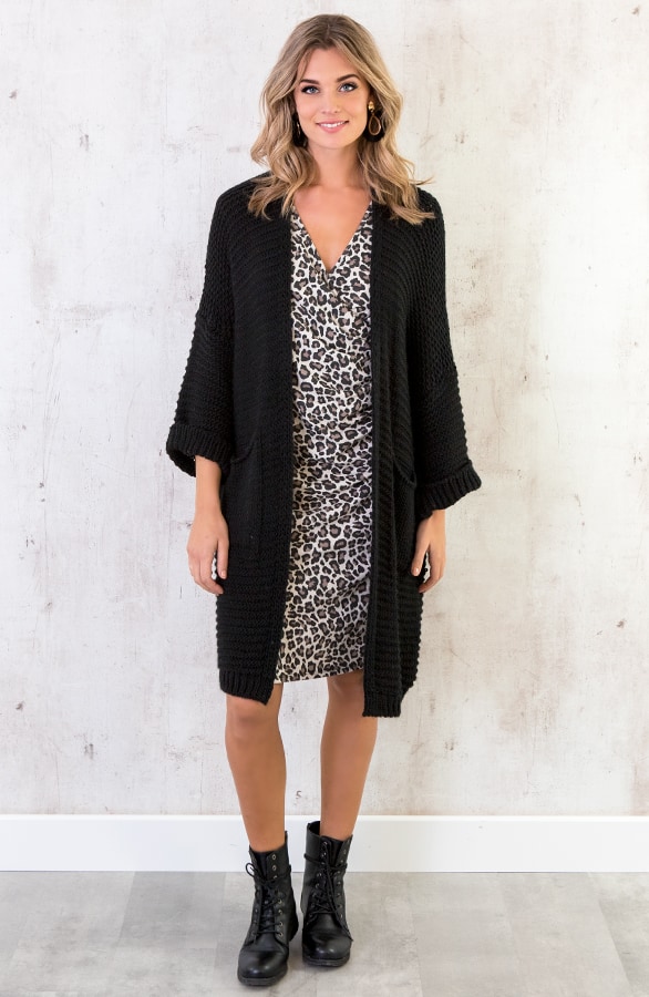 Vest Gebreid Lang Zwart – shoparchief, foto 5