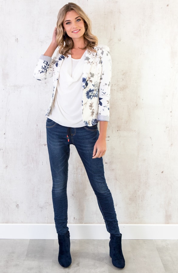 Bloemen Jasje Blauw Grijs – shoparchief, foto 3