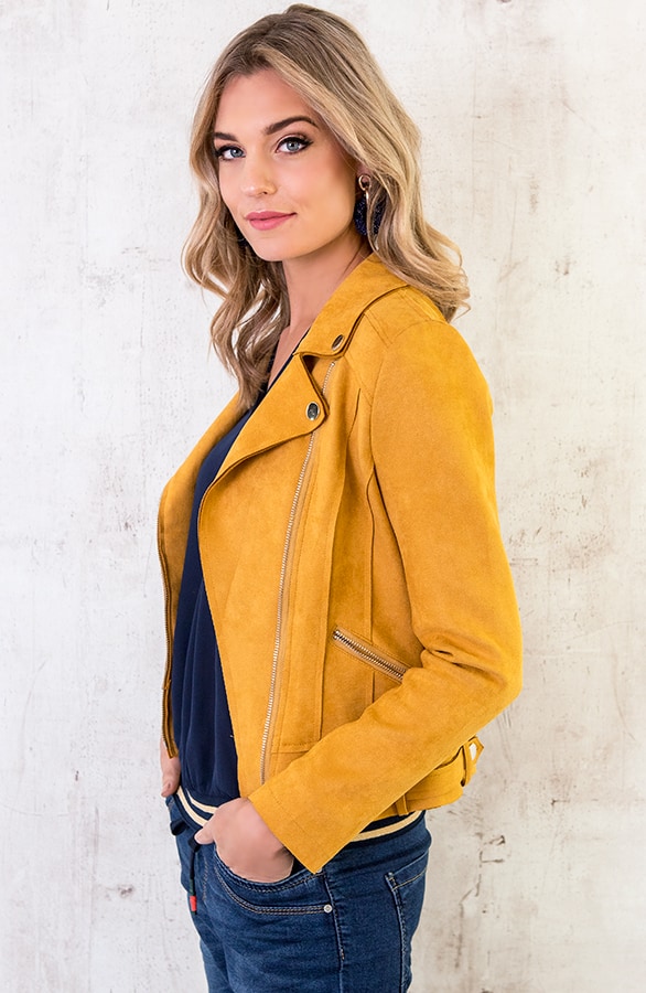 Biker Jacket Suede Okergeel – shoparchief, foto 3