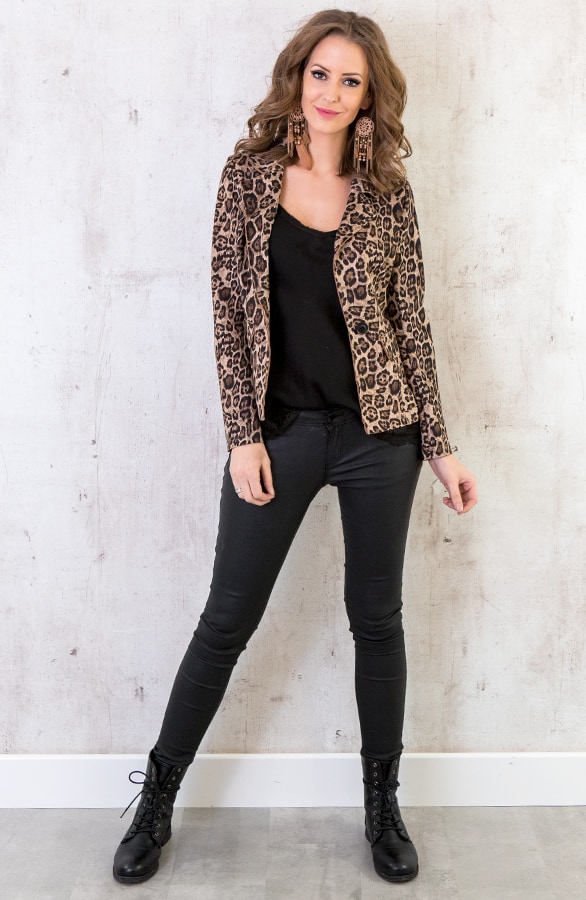Suede Panter Blazer Beige – shoparchief, foto 4