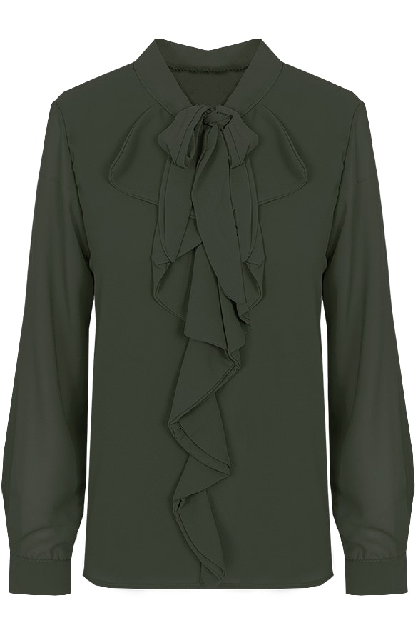 Ruches Strik Blouse Legergroen – shoparchief
