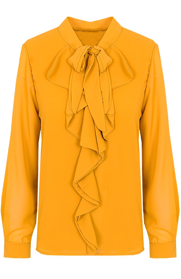 Ruches Strik Blouse Okergeel – shoparchief