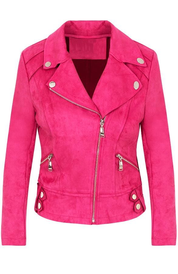Biker Jacket Suede Fuchsia – shoparchief