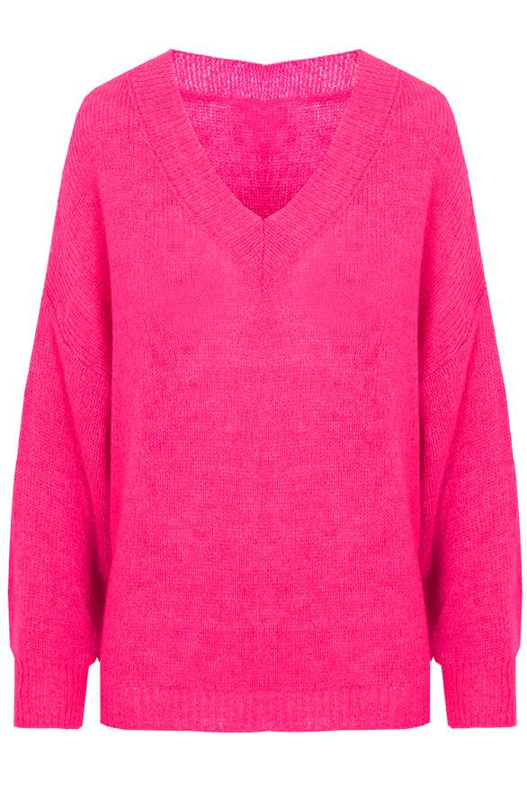 Gebreide V Trui Fuchsia – shoparchief