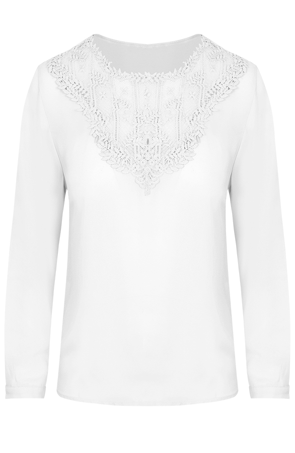 Kanten V Blouse Cross Wit – shoparchief