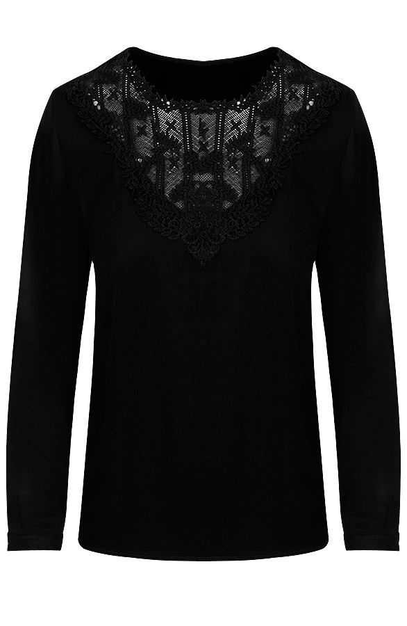 Kanten V Blouse Cross Zwart – shoparchief