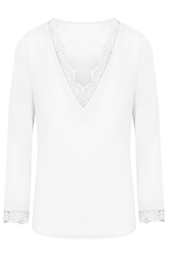 Kanten V Blouse Wit – shoparchief