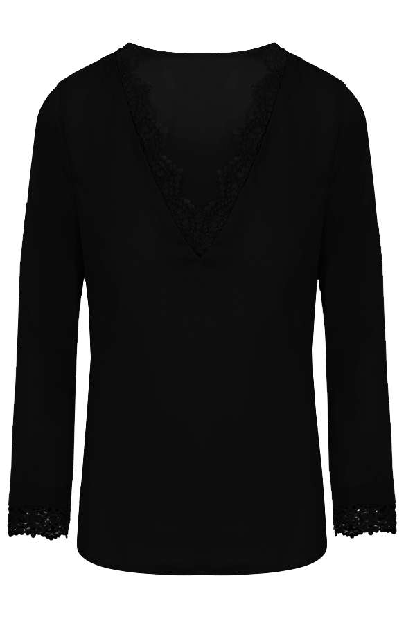 Kanten V Blouse Zwart – shoparchief