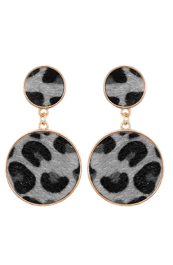 Leopard Circle Oorbellen Grijs – shoparchief