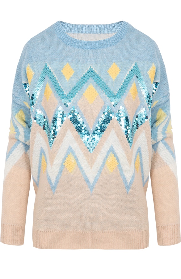 Pailletten Zigzag Trui Babyblauw – shoparchief, foto 7