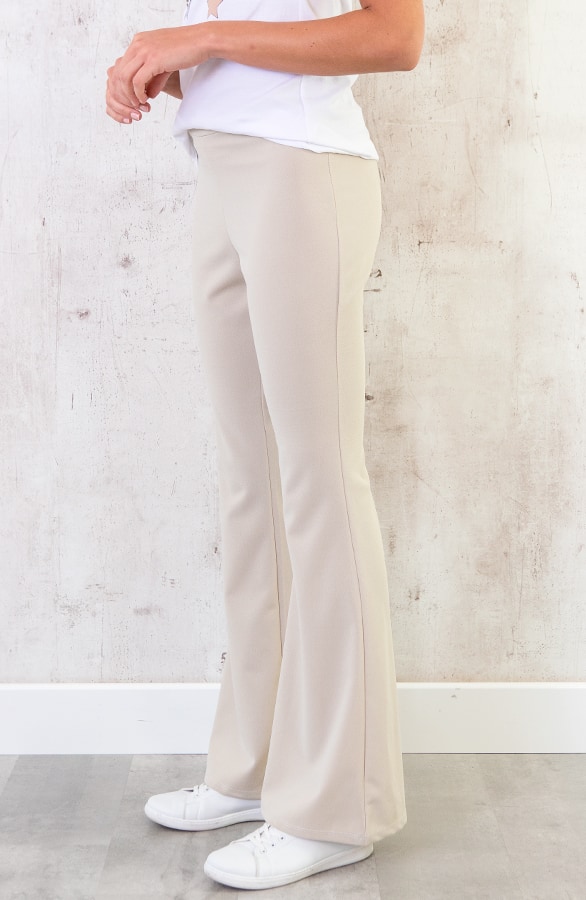 Flared Broek Dames Beige – shoparchief, foto 3