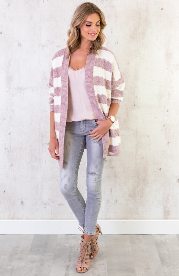 Gestreept Damaged Vest Roze – shoparchief, foto 4