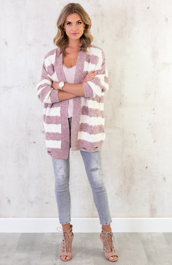 Gestreept Damaged Vest Roze – shoparchief, foto 6