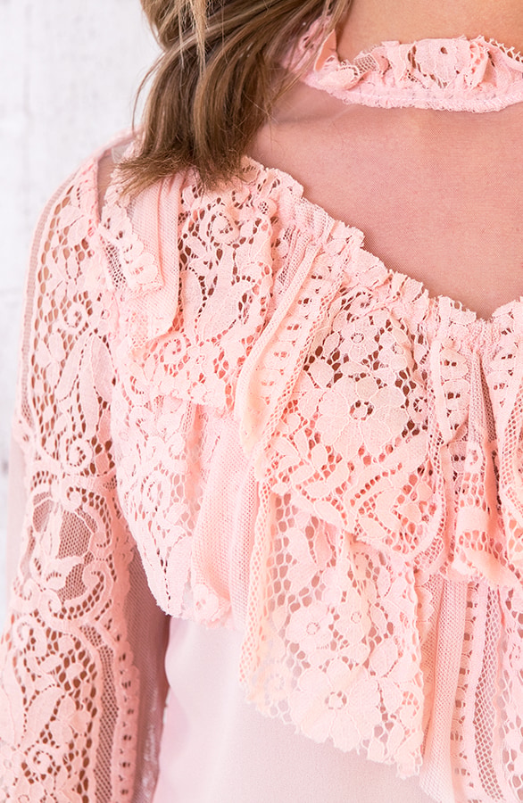 Kanten Ruches Blouse Roze – shoparchief, foto 5
