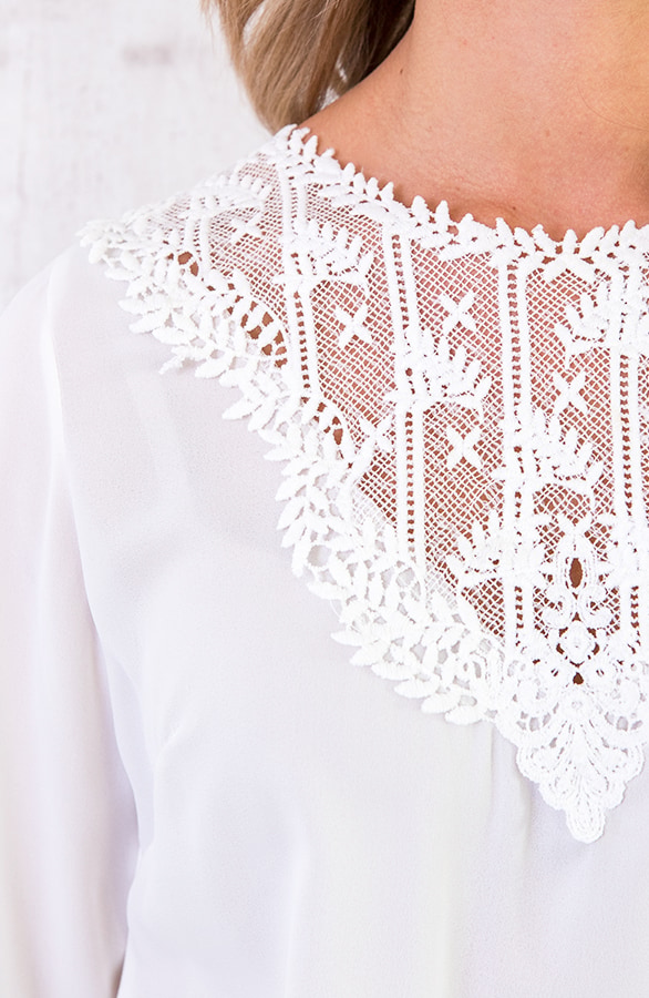 Kanten V Blouse Cross Wit – shoparchief, foto 4