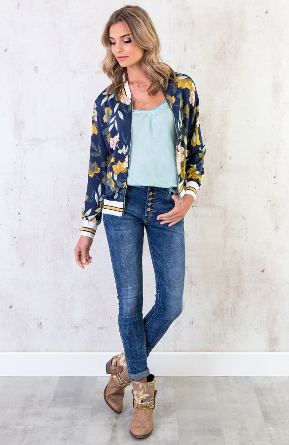 Bloemen Bomber Jasje Marine – shoparchief, foto 7